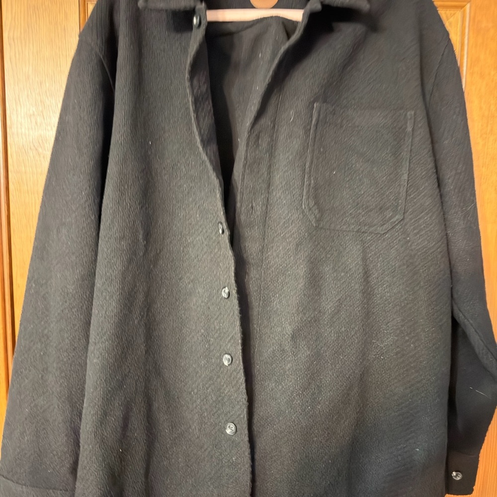 Men's Black Button-Up Jacket Coat